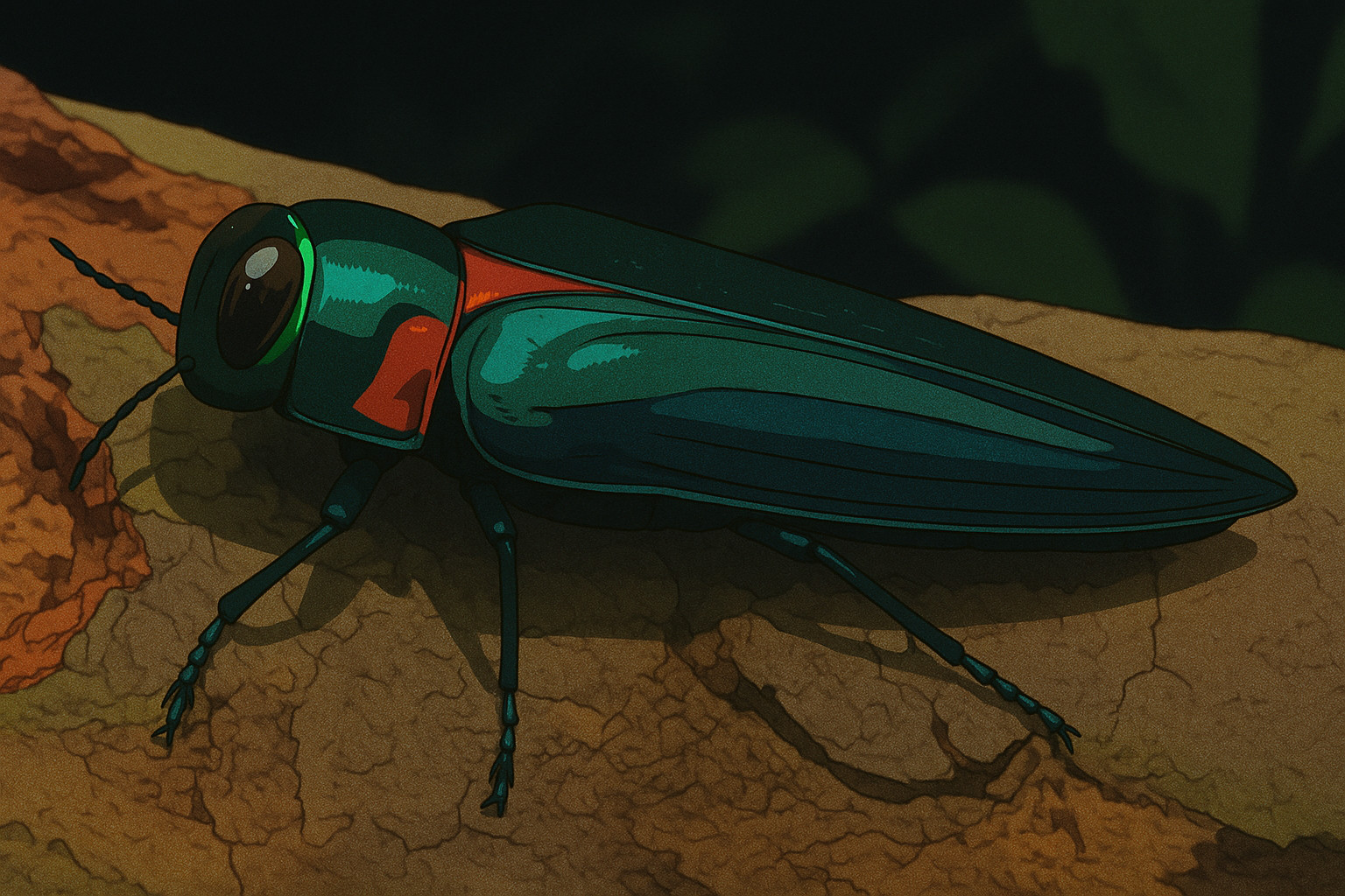 Iridescent Jewel Beetle on Rocky Perch